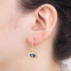 Gold Evil Eye Hoop Earrings
